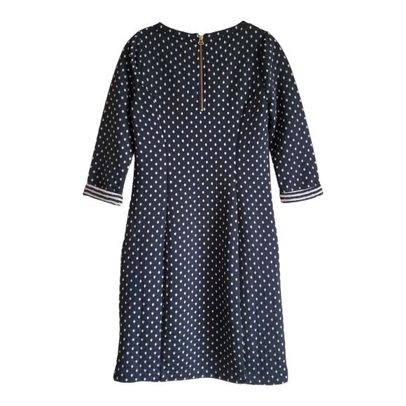 BODEN Women 6 6L Dotty Day Quilted Dress Polka Dot Black Gold Zipper 3/4 Sleeve - Picture 8 of 8